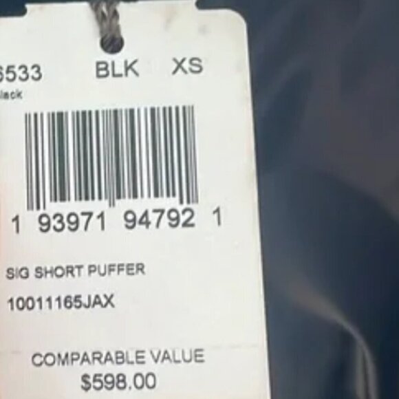 MINT Coach Down Short Puffer Jet Black Glossy Logo Warm Jacket XS - Picture 15 of 16